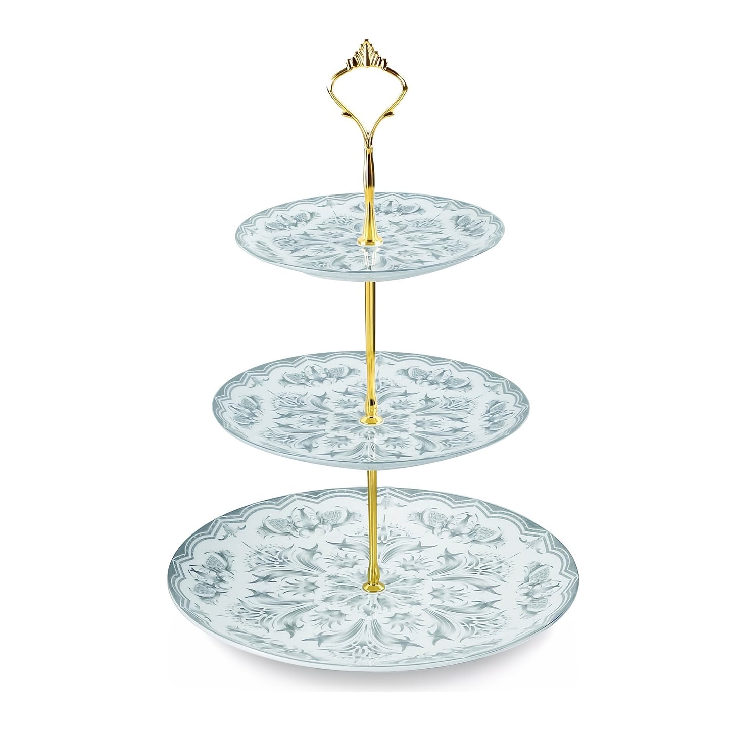 1 Mint Green Cake Stand, Elegant European Cake Stand with Your Favorite Desserts, Mint Green Fresh And Delicate Floral Patterns, Suitable for Afternoon Tea Parties Or Bakery Displays.