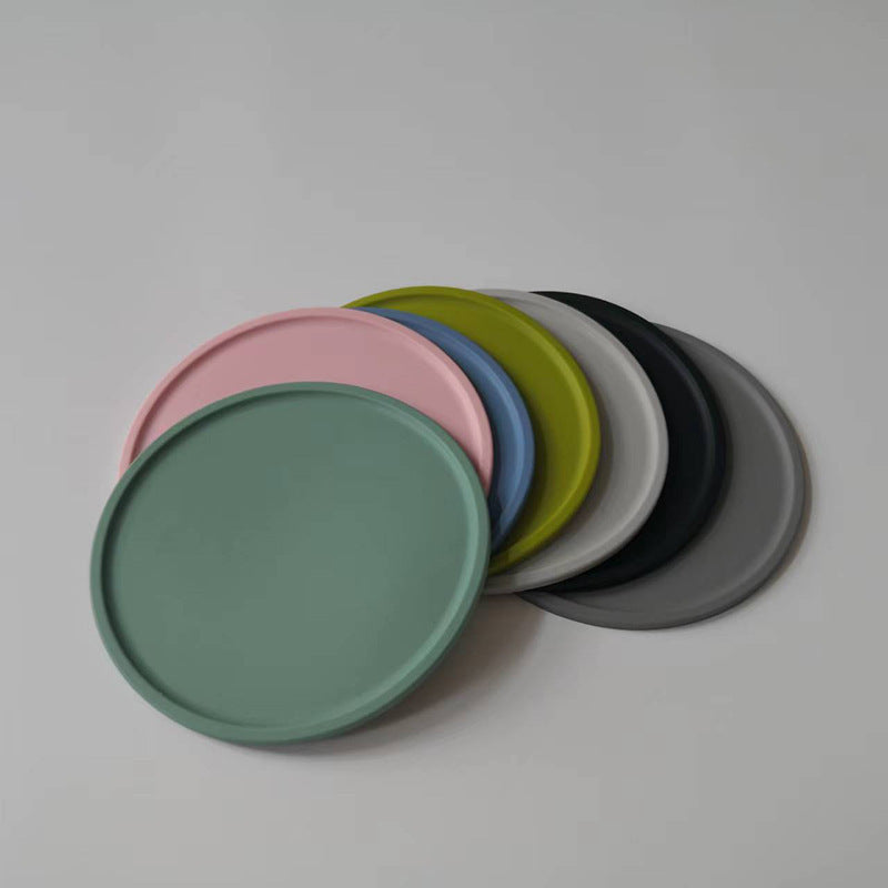 Nordic Morandi Color Silicone Spill-Proof Coasters, Heat-Resistant Thick Round Table Mats.