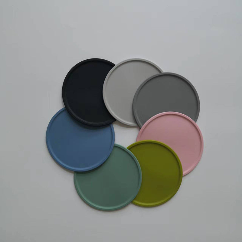 Nordic Morandi Color Silicone Spill-Proof Coasters, Heat-Resistant Thick Round Table Mats.