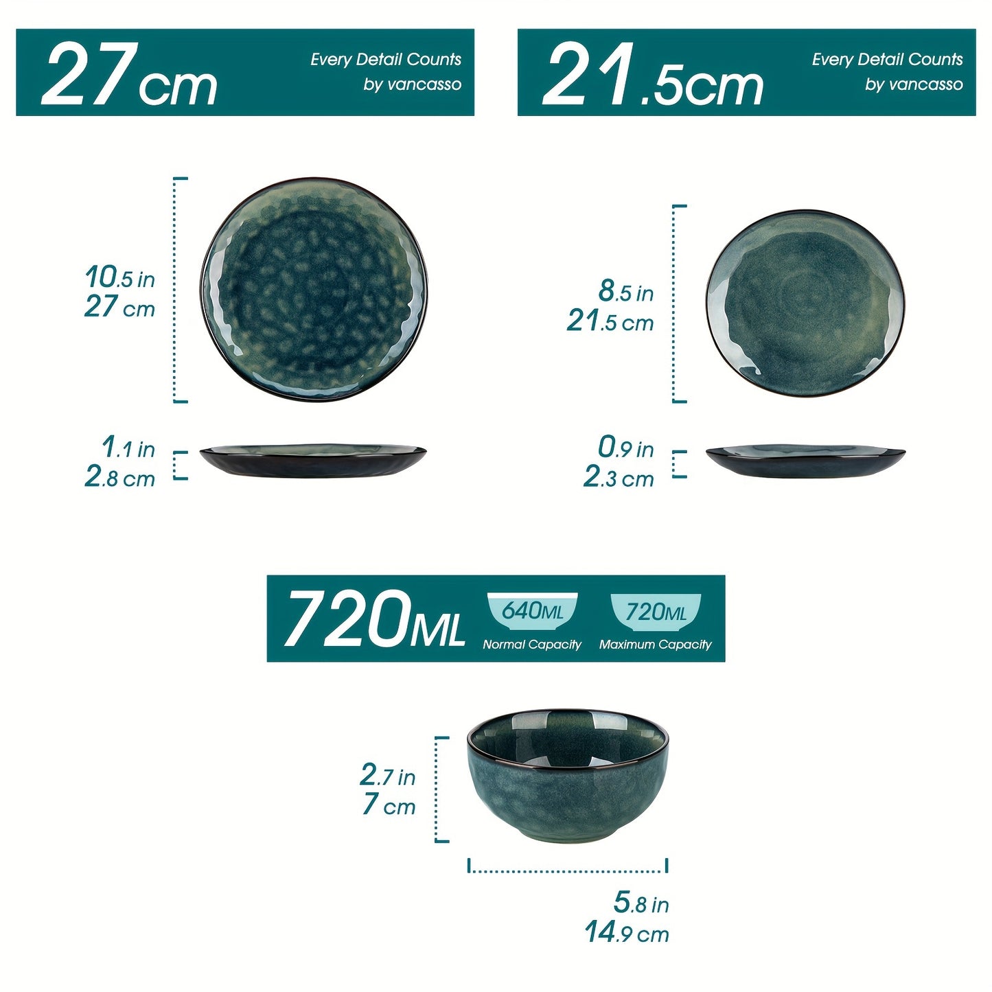 12 Piece Green Stoneware Dinnerware Set, Round Plate Bowl Set for 4, Kiln Change Glaze Service