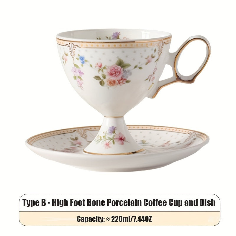 2pcs/set, luxurious and fashionable coffee cup and saucer, 1 cup and 1 saucer, 7.44oz tea cup and saucer, suitable for breakfast, tea party, afternoon tea, home, garden, restaurant, etc. water cup, summer and winter drinkware, exquisite gift