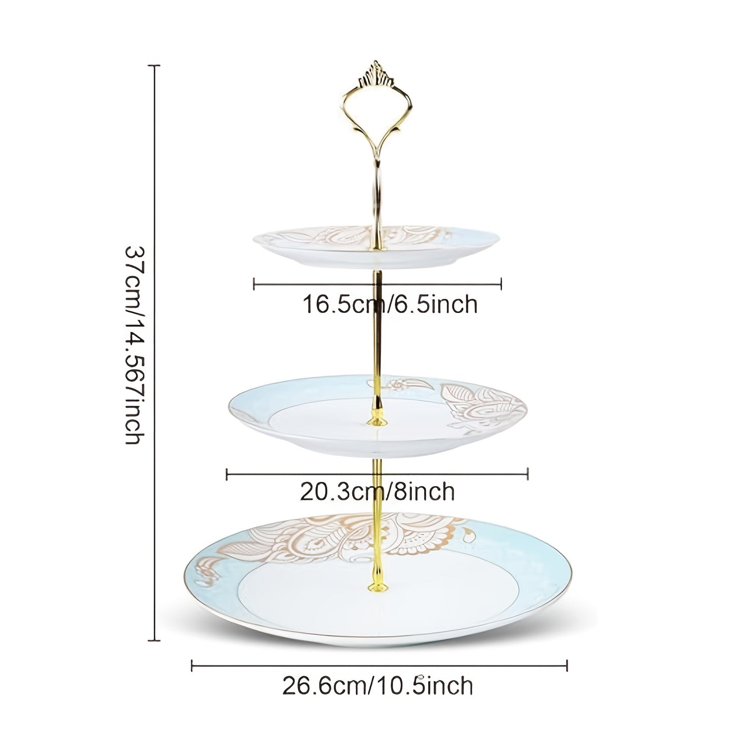 Elegant European Cake Stand with Detachable Design - Perfect for Family Gatherings & Bakery Displays, Featuring Delicate Botanical Patterns