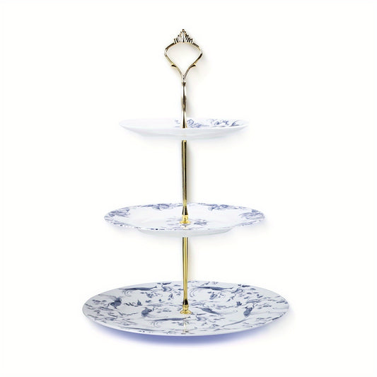 Elegant 3-Tier Ceramic Cake Stand - Blue, Detachable Design for Easy Serving & Display - Perfect for Afternoon Tea, Birthday Parties & Holiday Celebrations