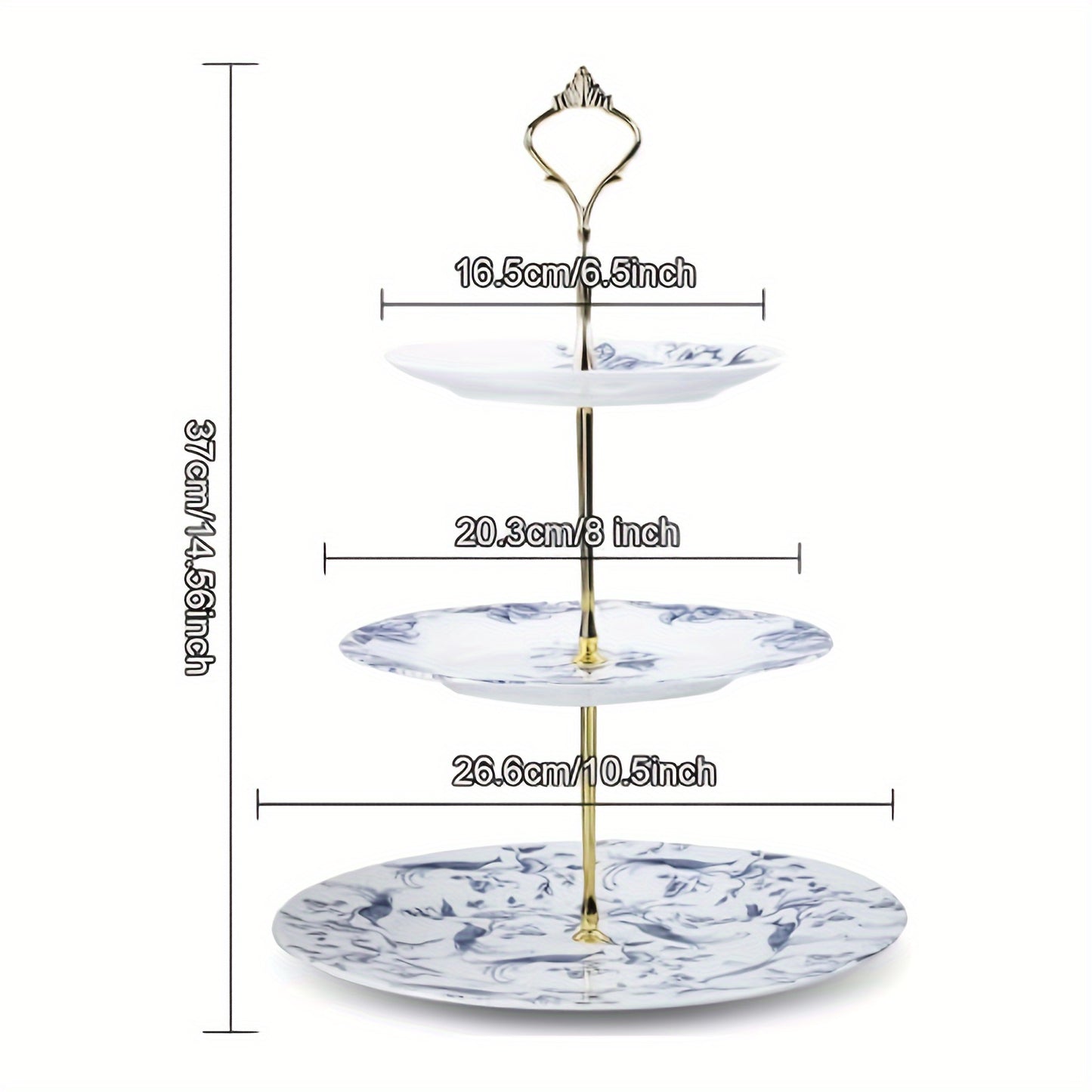 Elegant 3-Tier Ceramic Cake Stand - Blue, Detachable Design for Easy Serving & Display - Perfect for Afternoon Tea, Birthday Parties & Holiday Celebrations