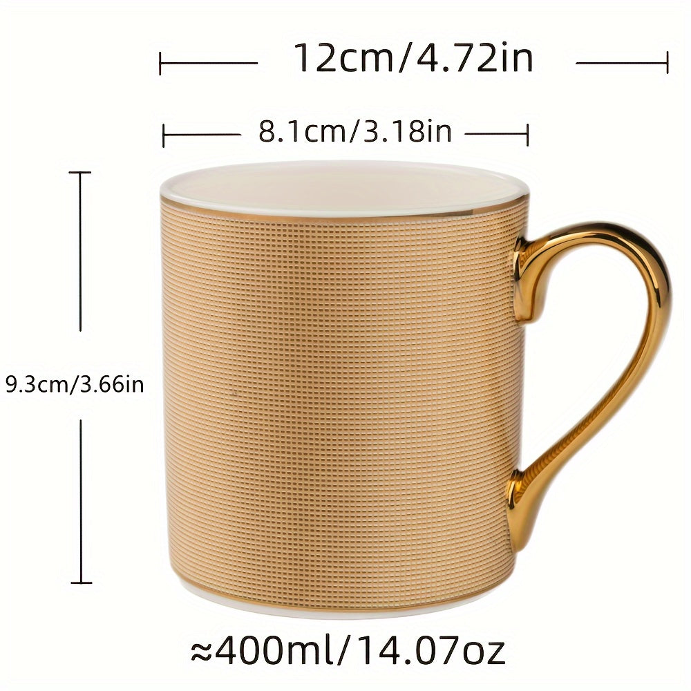 Luxury Bone Porcelain Coffee Mug Set with Spoon - 14oz, European Style, Anti-Slip Handle, Lead-Free, Perfect for Afternoon Tea & Coffee, Ideal Gift for Holidays