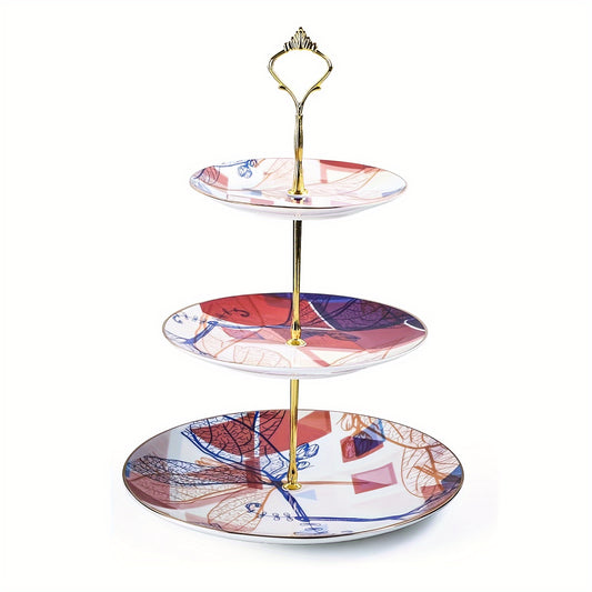 1 piece 3 tier cake stand, ceramic cake display stand for cake arrangement, modern art style, detachable design, suitable for party or dessert shop display.