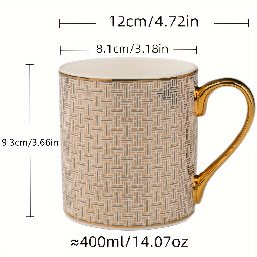 Luxury Bone Porcelain Coffee Mug Set with Spoon - 14oz, European Style, Anti-Slip Handle, Lead-Free, Perfect for Afternoon Tea & Coffee, Ideal Gift for Holidays