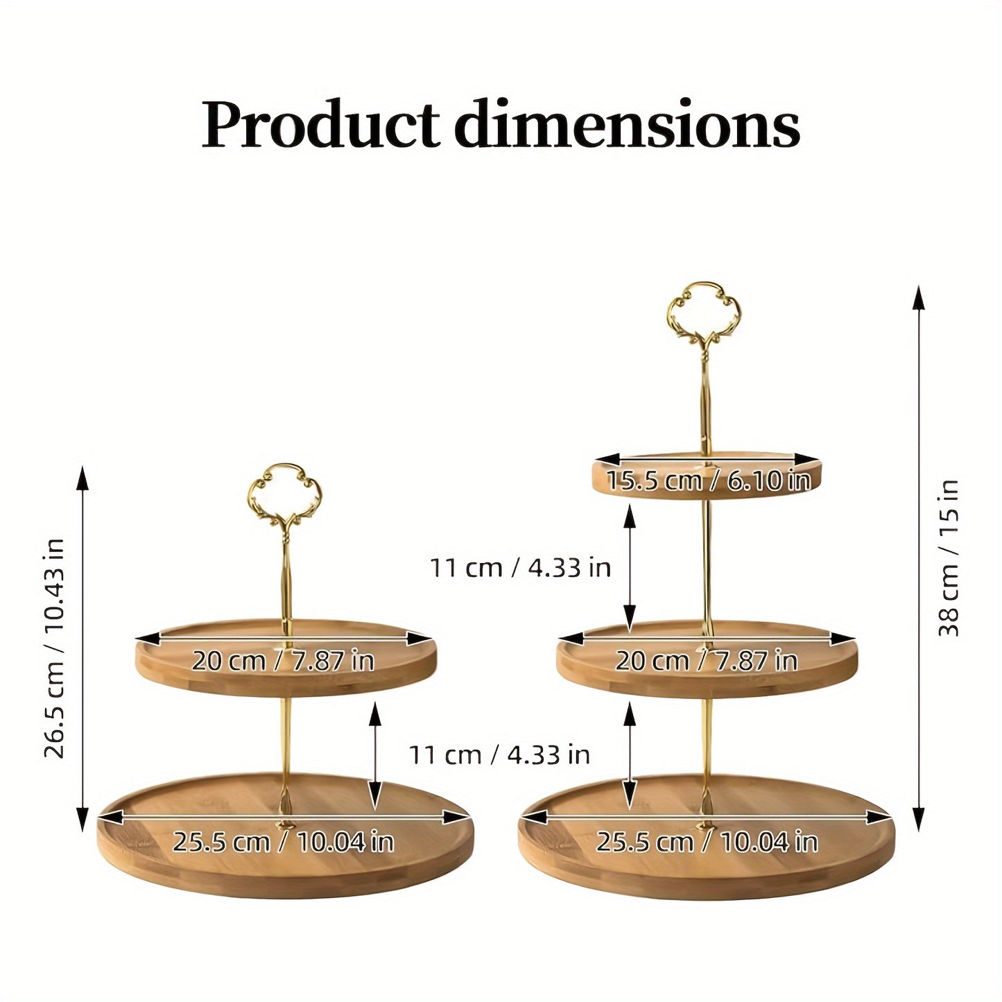 2pcs Handcrafted Wooden Cake Stands - 3-Tier, Natural Finish for Home Parties & Dessert Shops, Durable Kitchen & Restaurant Decor