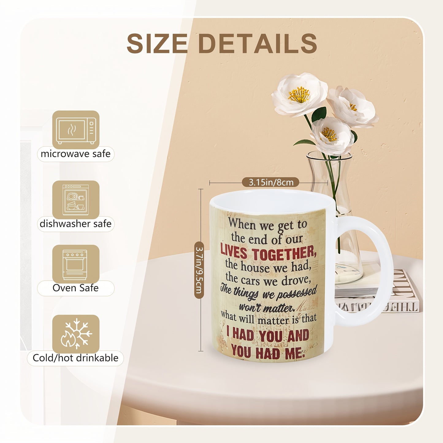 Romantic Couple's Coffee Mug - Perfect Valentine's Day Gift for Him & Her, Anniversary & Birthday Present with Elegant Gift Box