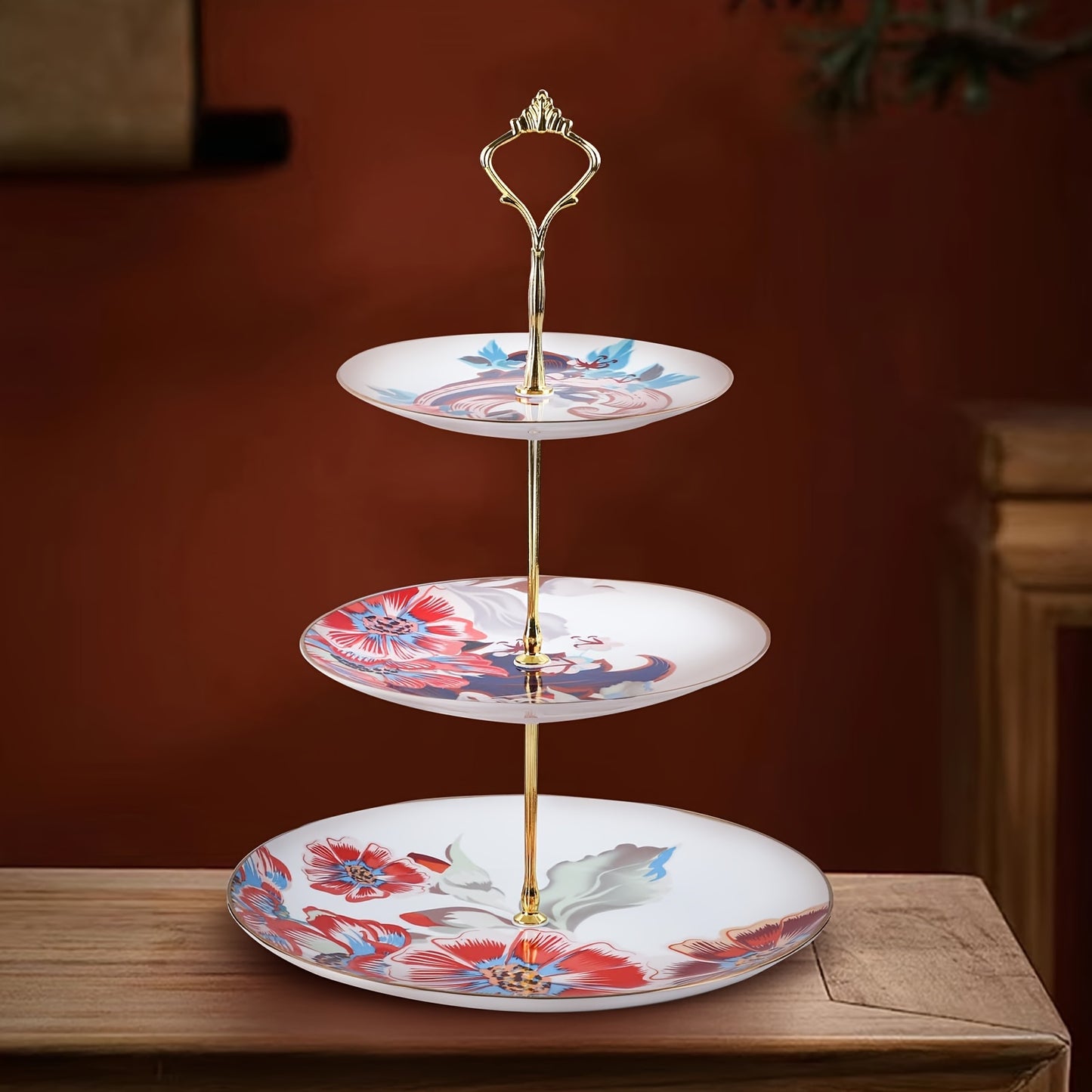 1 Gorgeous Classic Cake Stand, Red Cake Stand, Used to Display Cakes, Material, Suitable for Banquets, Weddings/Parties