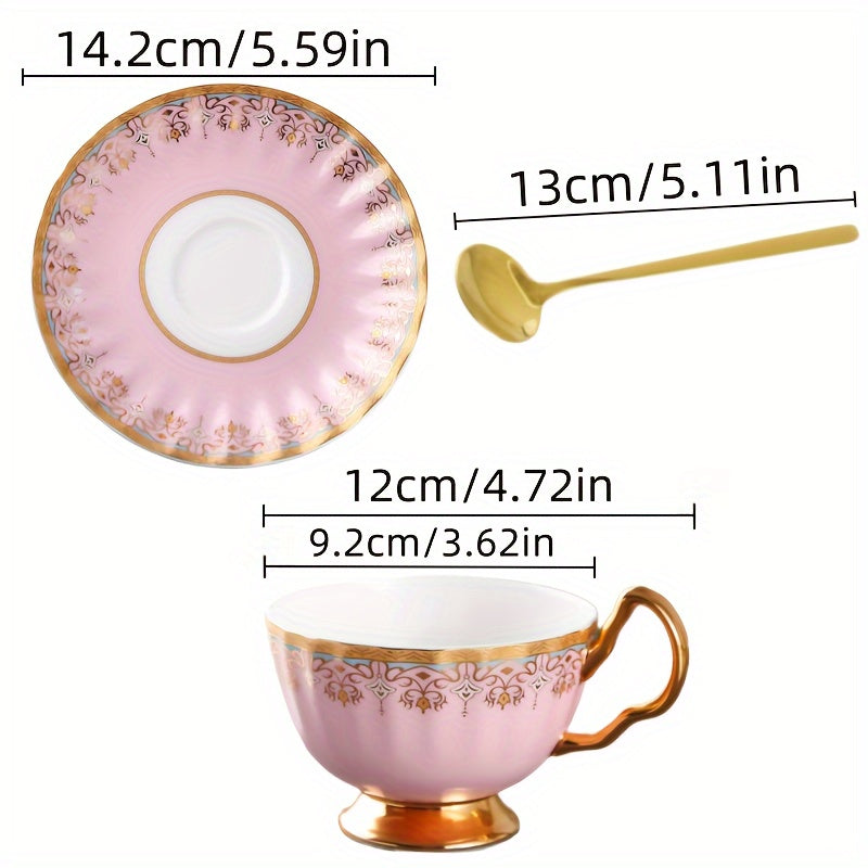 1pc Coffee Cup Set, 200ml/7.03oz, European Style, Handwash Only, Lead-Free, Insulated, Grip-Free, Multi-Purpose, Includes Saucer and Spoon, Perfect for Tea Time and Coffee, Holiday Themed, Round Shape, Suitable for Christmas, Halloween, Thanksgiving, Moth