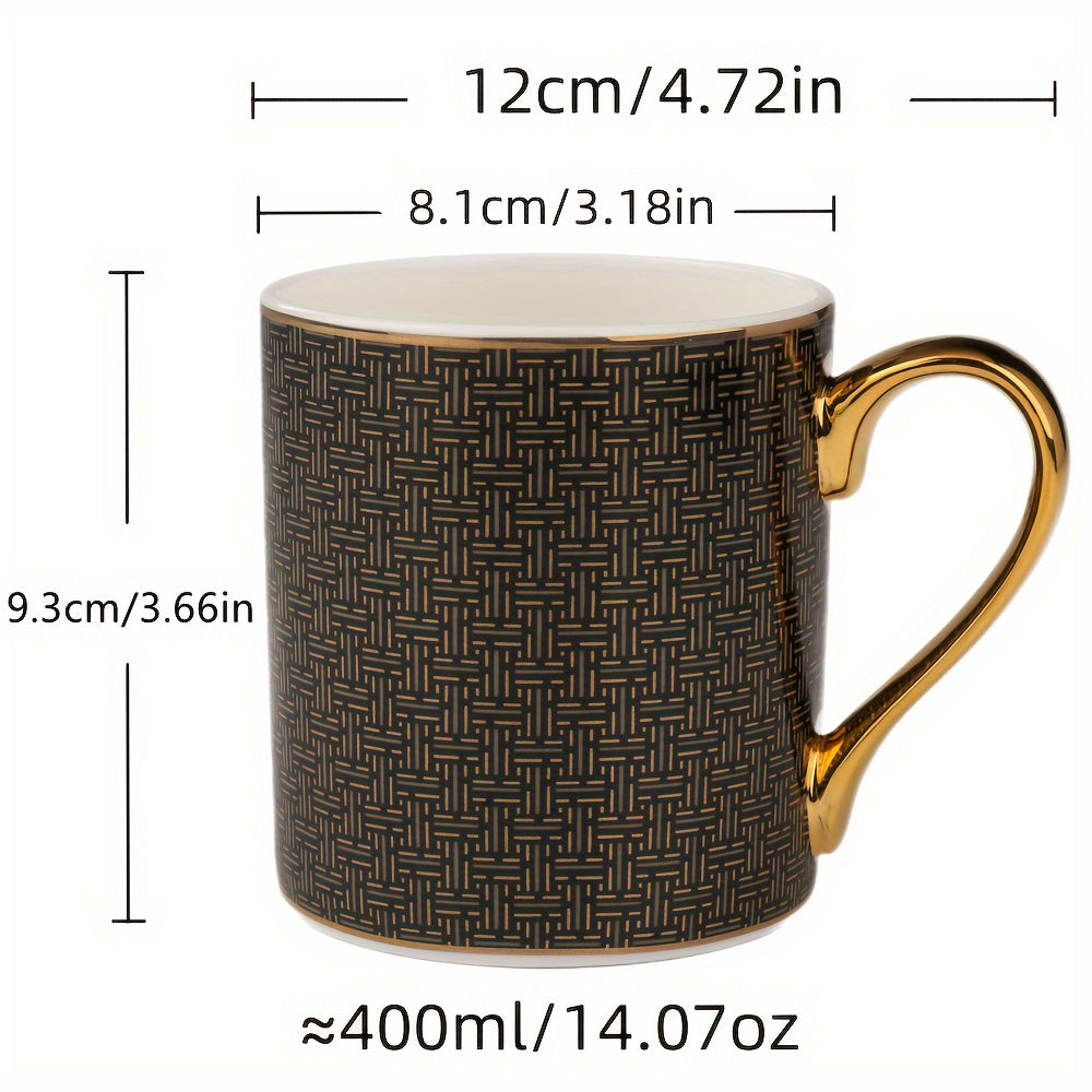 Luxury Bone Porcelain Coffee Mug Set with Spoon - 14oz, European Style, Anti-Slip Handle, Lead-Free, Perfect for Afternoon Tea & Coffee, Ideal Gift for Holidays