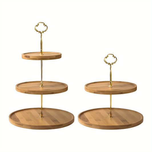 2pcs Handcrafted Wooden Cake Stands - 3-Tier, Natural Finish for Home Parties & Dessert Shops, Durable Kitchen & Restaurant Decor