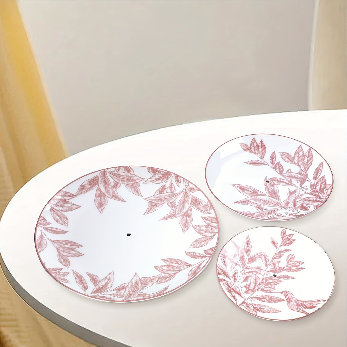 1pc Elegant White Cake Stand with Pink Leaf Design - Hand-Painted Serving Plate for Afternoon Tea, Christmas, Halloween, Easter, Hanukkah, Graduation Celebrations - Food-Safe, No Power Needed