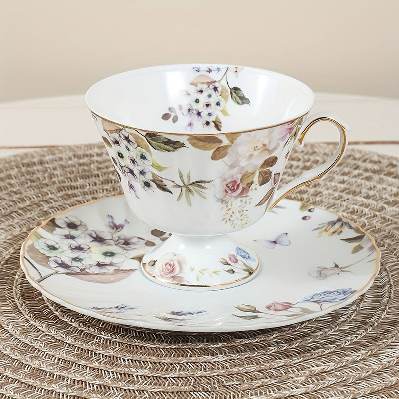 2pcs Tea Set - 8.45oz Cup & Saucer, Non-Slip, Lead-Free, Perfect for Afternoon Tea, Breakfast, and Gatherings, Ideal Mother's Day Gift